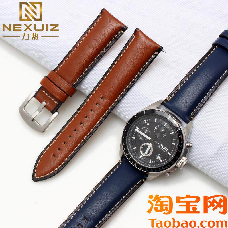 原装适用fossil化石真皮表带男Q智能FTW1114ME3110FS5436242022mm