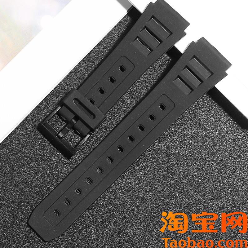 原装适用树脂硅胶手表带卡西欧W-740系列男女学生黑色小方块表链1
