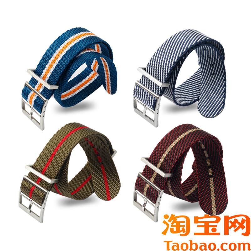 原装适用精工百年灵劳力士黑绿水鬼帝陀小红花NATO通用尼龙手表带