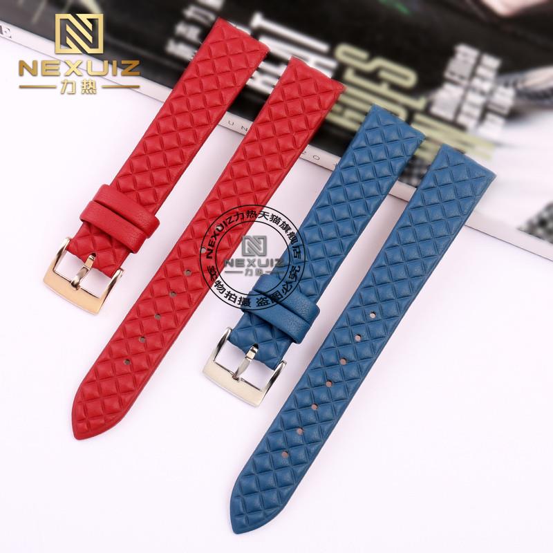 原装适用女真皮手表带菱格芙丽芙丽WF1B005SP蔻驰化石表带1416mm