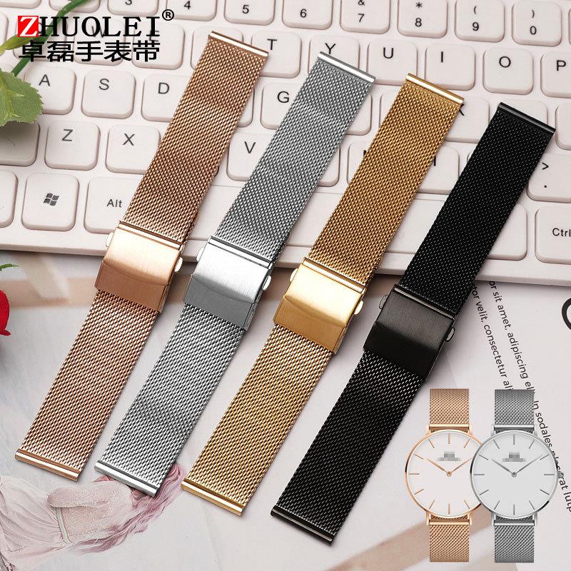 原装适用DW手表带男女超薄米兰网带不锈钢金属钢带通用CK宾格20mm