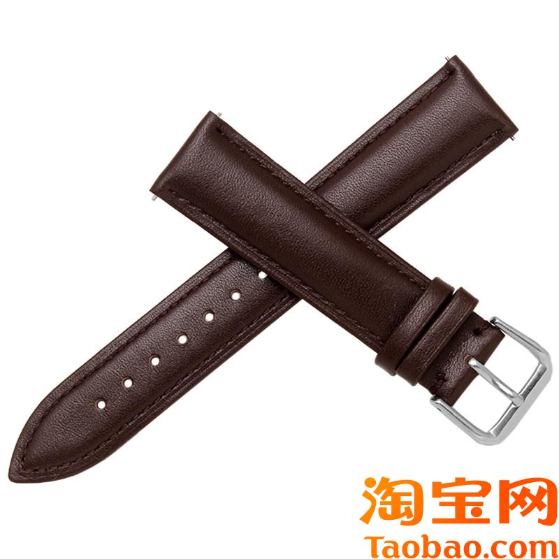 原装适用小牛皮手表带开关生耳快拆16182022MM男女小黑3表带