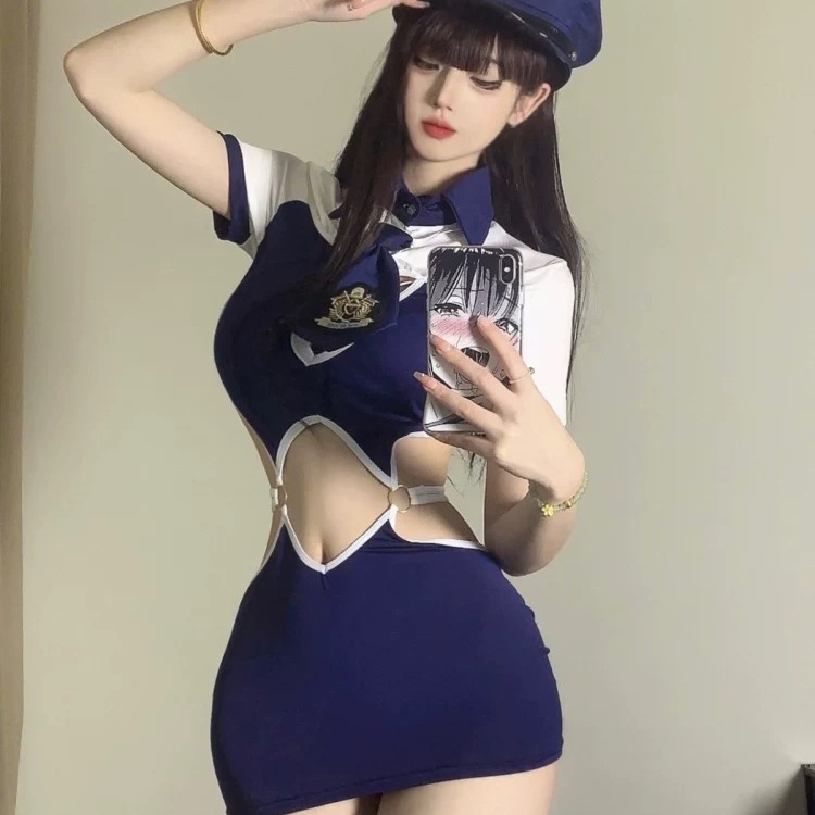 为爱起航纯欲海军风空姐女警绑带制服COS角色扮演主播服装辣妹裙