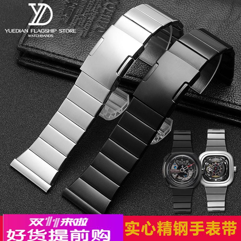 适用原厂星期五手表表带精钢七个Q1M2sP3/05P3B表带实心钢带28mm