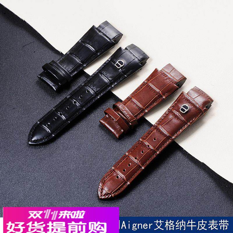 适用原厂CARTY真皮表带aigner硬头颗艾格纳28mm凸宽21手表配件