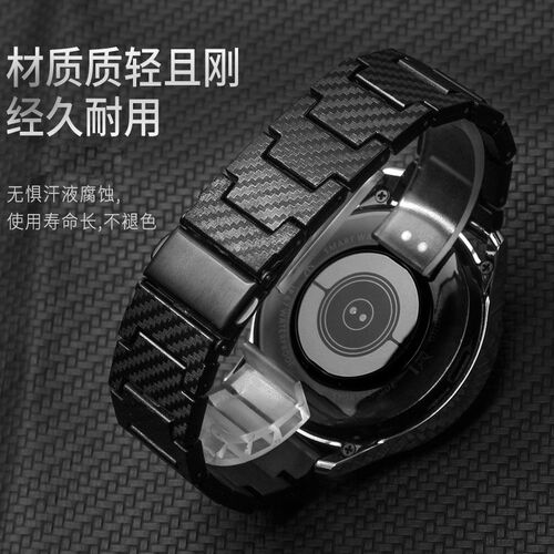 黑色碳纤维纹表带适配华为HUAWEI WATCH 3 Pro Rnew男士表炼22mm