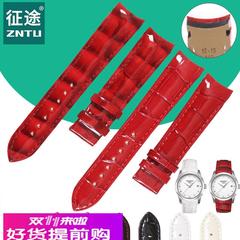 适用原厂适合天梭T035210A库图皮带配件真皮表带红色石英手表带18