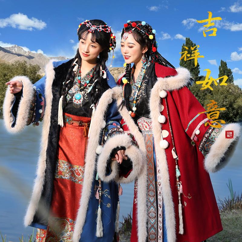 听月小筑【吉祥如意】原创女秋冬藏风大衣连衣裙民族国风改良汉服