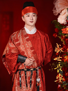 听月小筑【盛世长安】原创男唐制圆领袍刺绣结婚服敬酒服汉服婚服