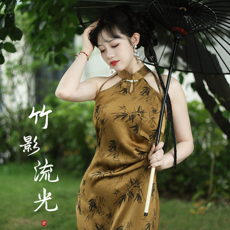 听月小筑【竹影流光】原创女春夏旗袍连衣裙显瘦国风新中式非汉服