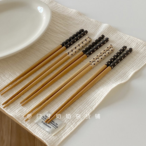 高档波点竹制筷子家用天然竹筷一人一筷家庭分餐筷子干饭夹菜筷子