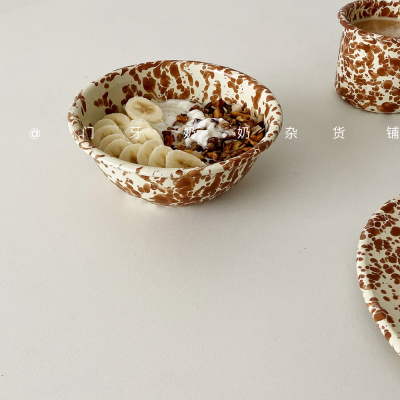 韩式泼墨ins风搪瓷酸奶碗