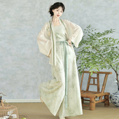 套装 茗月萱原创浮叶竹翠宋制汉服国风连衣裙绣花对襟短衫 改良宋裤