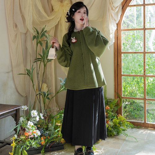 立领弓袋袖明制汉服女松紧马面裙