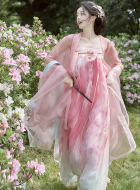 茗月萱原创十二花神[牡丹之约]唐制汉服齐胸裙刺绣大袖衫日常套装