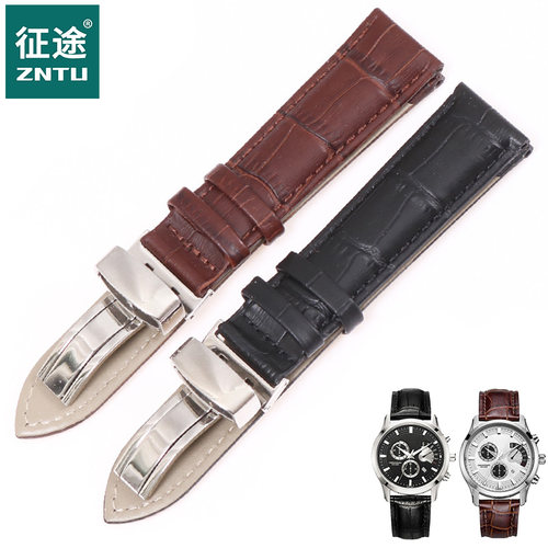 真皮手表带男女蝴蝶扣配件20mm 22mm代用卡西欧BEM-501 X506 527