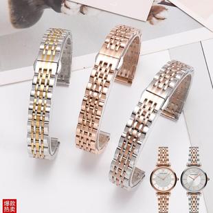 适配阿玛尼满天星手k表带AR11244 1926摩天轮玫瑰金精钢表带女14