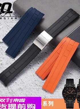 适配原厂适配MIDO美度舵手表带橡胶领航者M005.430弧口橙色硅胶表