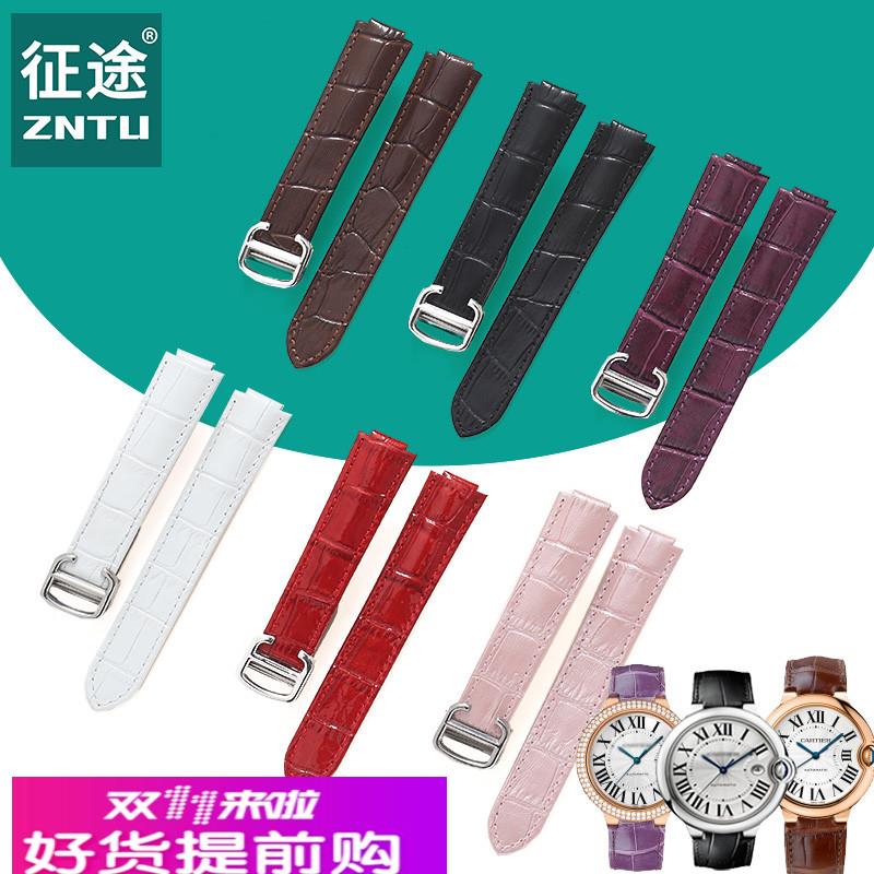 适配原厂适配卡地亚蓝气球真皮表带配件表链大号cartier凹凸口男