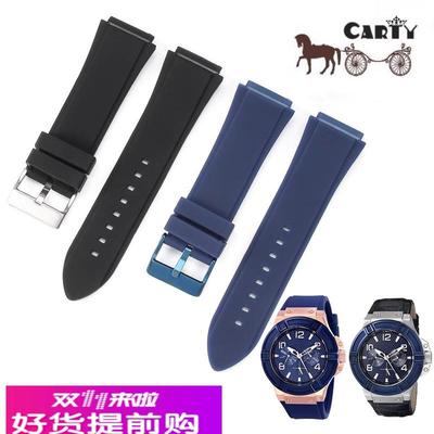适配原厂代用盖斯GUES手表U0247G3W1058G2W0040G3蓝色硅胶橡胶手