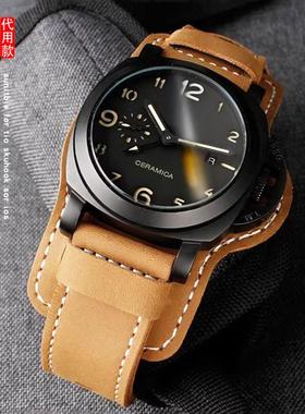 TKN适配I沛纳海PAM111柏尼时托盘底衬牛皮表带24Vmm汉密尔顿迪赛