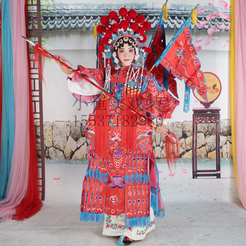 戏曲戏剧服装京剧女大靠q古装舞台演出服穆桂英武将军刀马旦电女