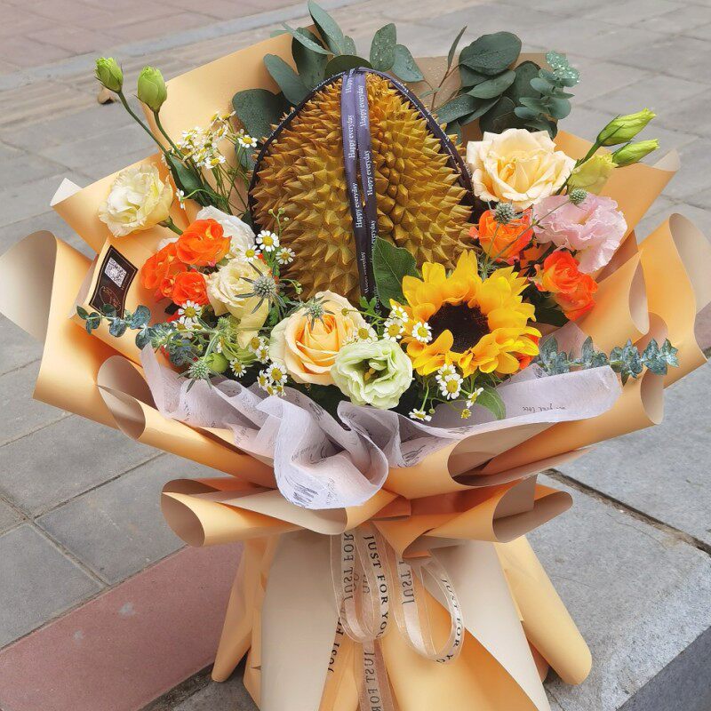 网红爆款创意榴莲花束材料包 花艺diy手工材料送闺蜜生日节日礼物
