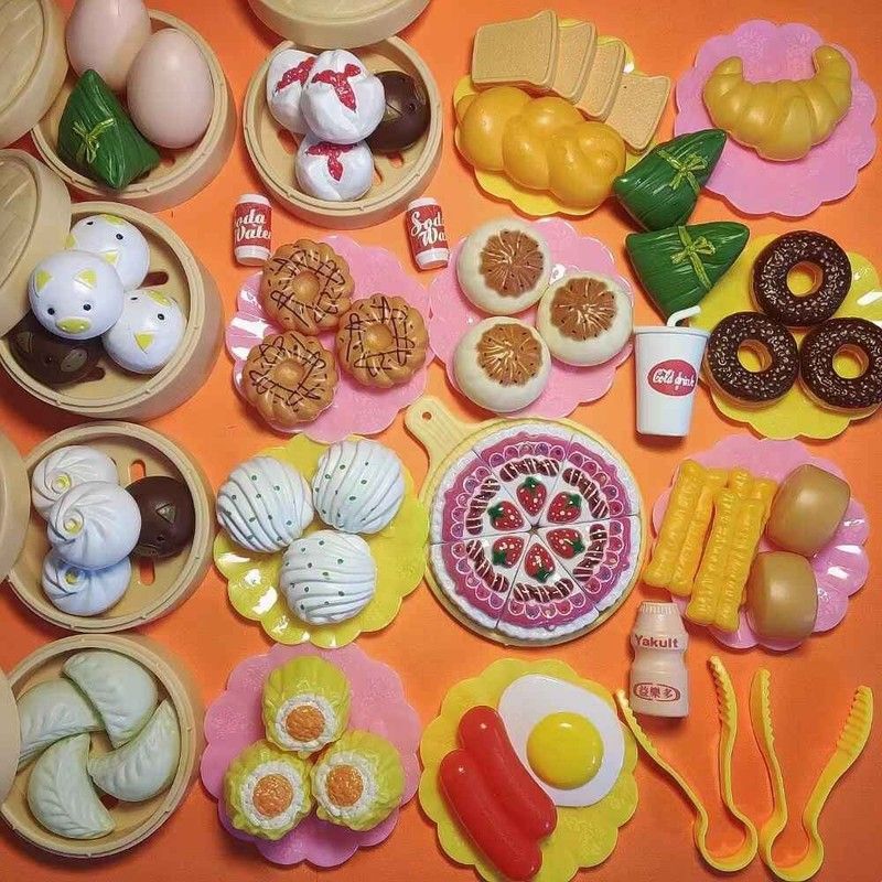 仿真食物过家家玩具食玩男孩女孩厨房烧烤点心蒸笼套餐微缩