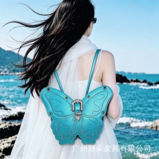 2026新款学院风朋克镶钻蝴蝶包淑女手提包单肩双肩斜挎女背包皮包
