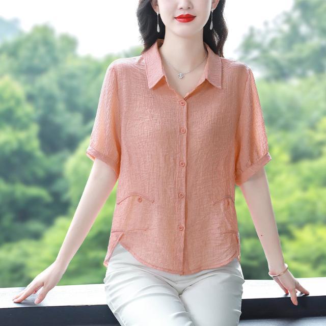 妈妈装短袖t恤女中年宽松显瘦2025夏季新款休闲显瘦减龄洋气上衣