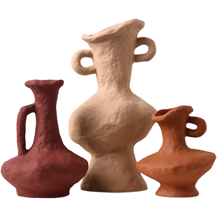 美拉德手工双耳陶瓷花瓶摆件复古手提艺术插花干花器工艺品高级感