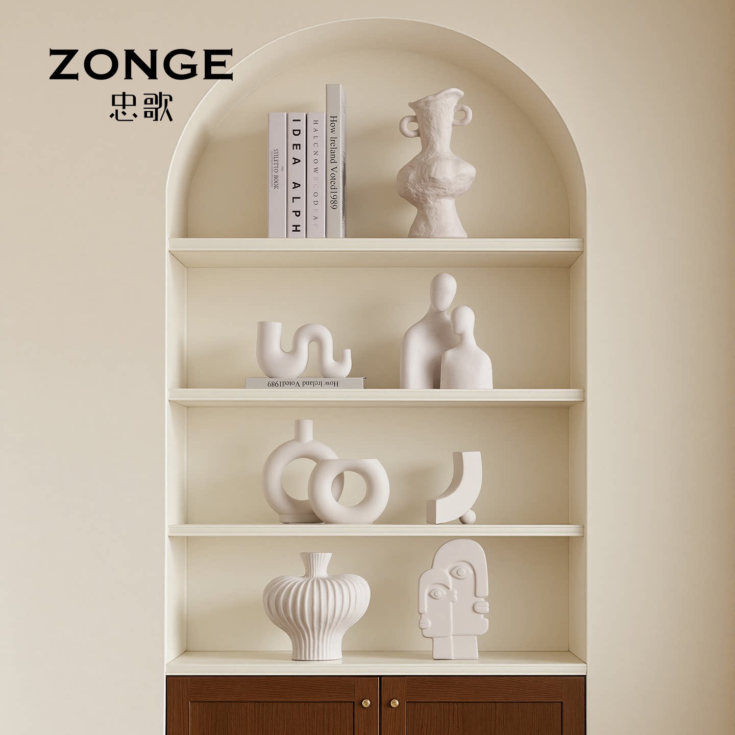 创意中古风客厅展示柜软装图片