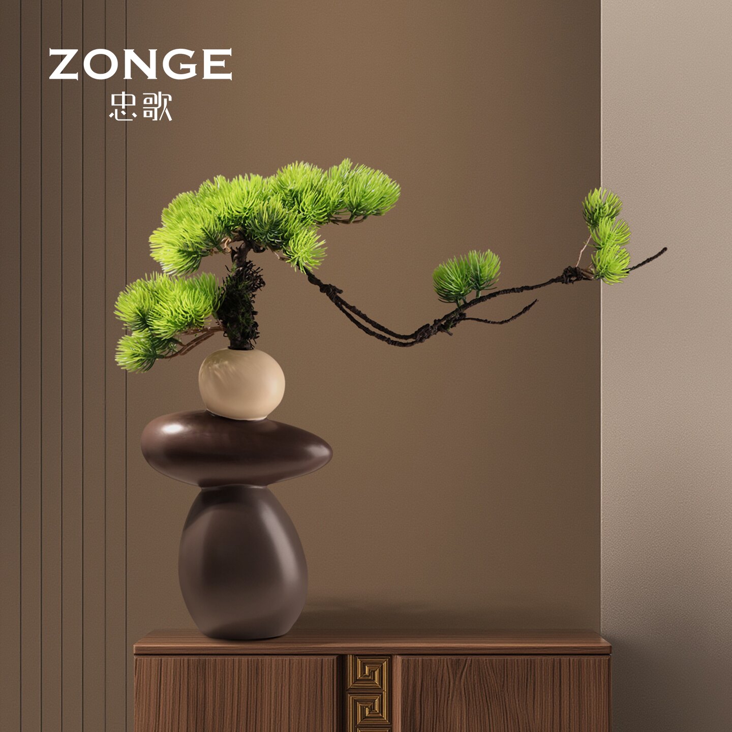 中古侘寂风时来运转摆件装饰花瓶图片