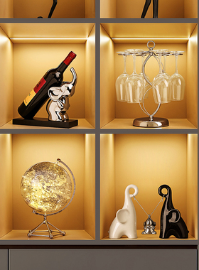 创意餐边柜摆件家居饰品现代简约大象陶瓷酒柜电视柜装饰乔迁礼物