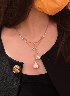 bvminc 双层裙子项链 5个裙子 扇子玫瑰金项链 珠宝级