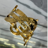 杨树林字母不规则纹路金色开口手镯 bvminc