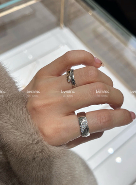 bvminc 日杂同款25新款斜刘海钻菱格纹戒指 珠宝级