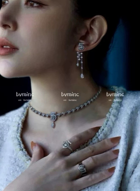 bvminc 5字水钻choker 抽拉项链