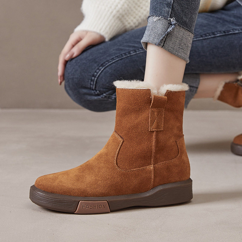 韩柔丽冬季新款加绒加厚雪地靴