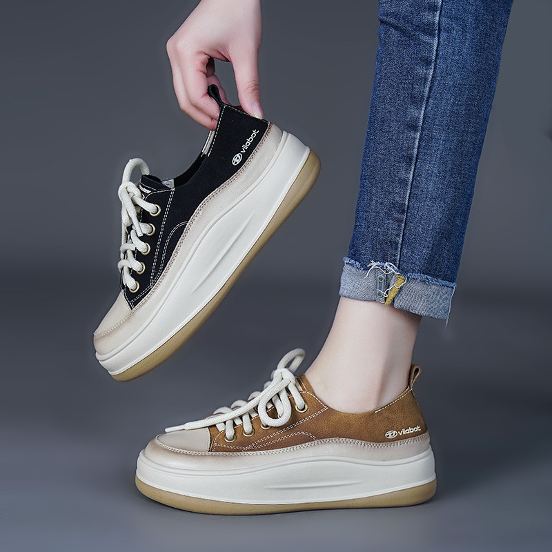 女鞋小白鞋2025新款真皮厚底鞋子软底休闲女士2024单鞋头层牛皮春