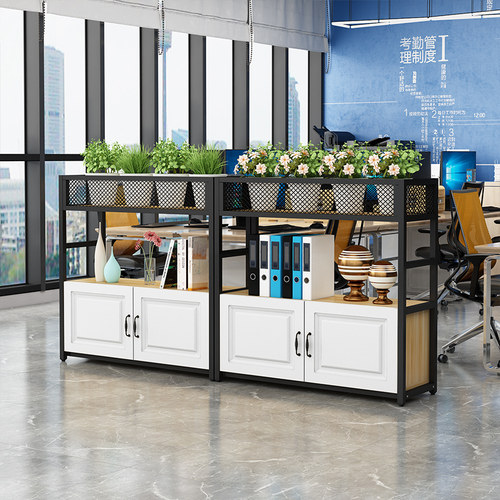 简约趣鱼钢木铁艺隔断置物架