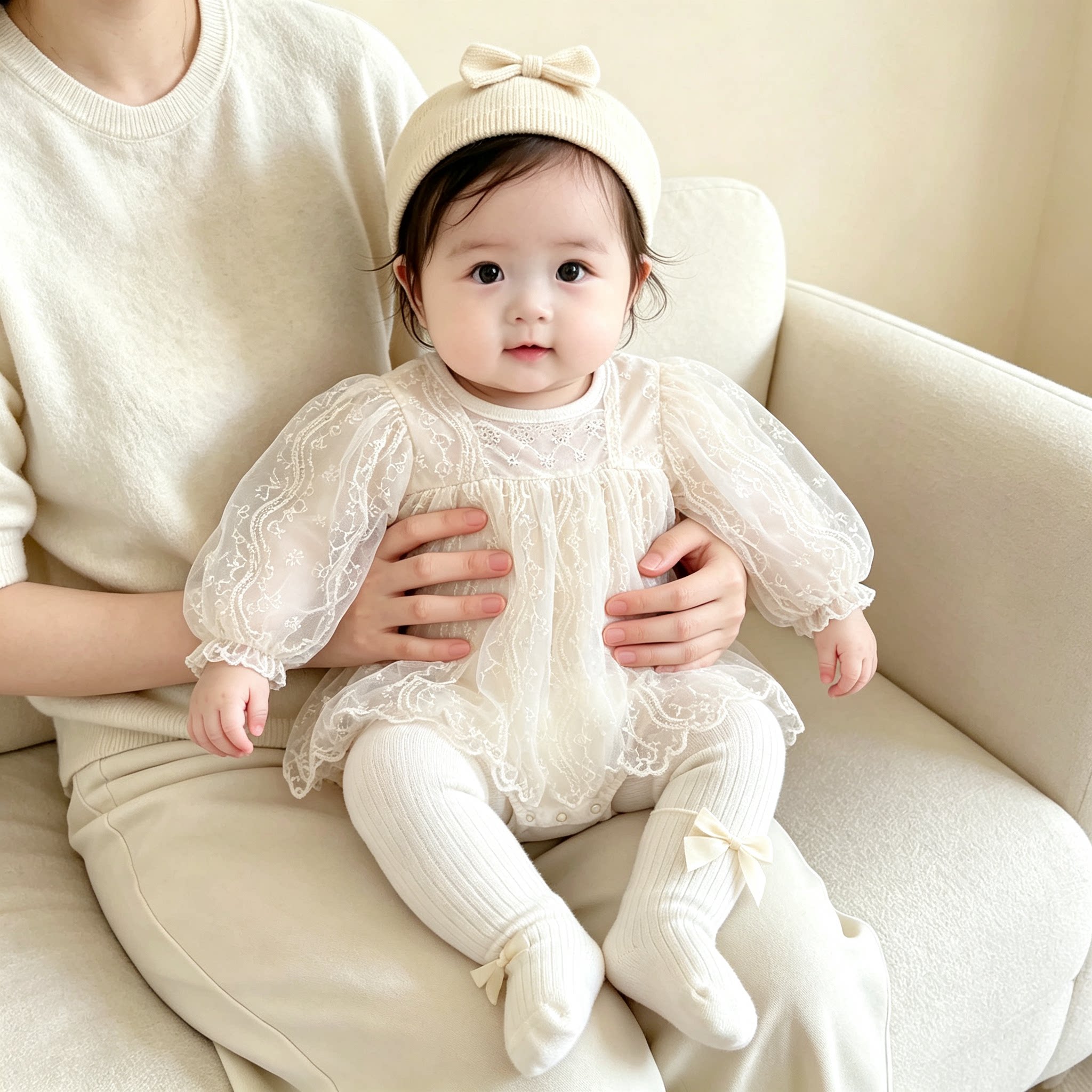 百日宴女宝秋长袖公主礼服图片