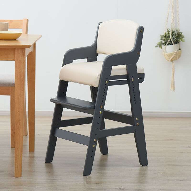 GEN儿童餐椅学习椅宝宝实木餐桌椅家用写字椅可升降成长座椅银灰