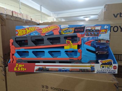 风火轮轨道货车城市竞速运输车货柜车火辣小跑车弹射滑行轨道玩具