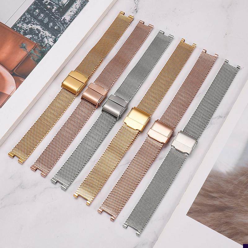 适配凹口精钢手表链天梭小美t人飞亚达卡西欧MK罗西尼钢带手表带