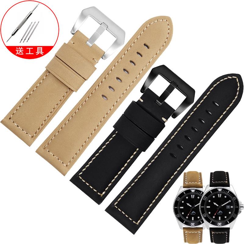 卡西欧MDV-g106/107剑鱼MTP-VD01系列复古磨砂真皮手表带22mm