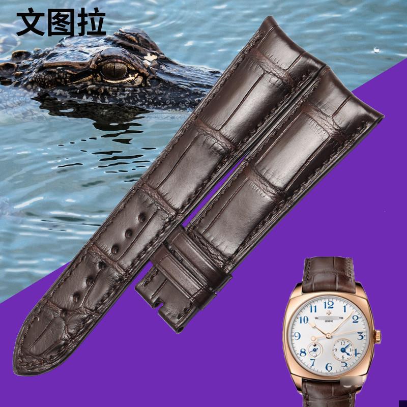 适配美洲鳄鱼皮表带原装江o诗丹顿和韵5005S7810S男女真皮表带