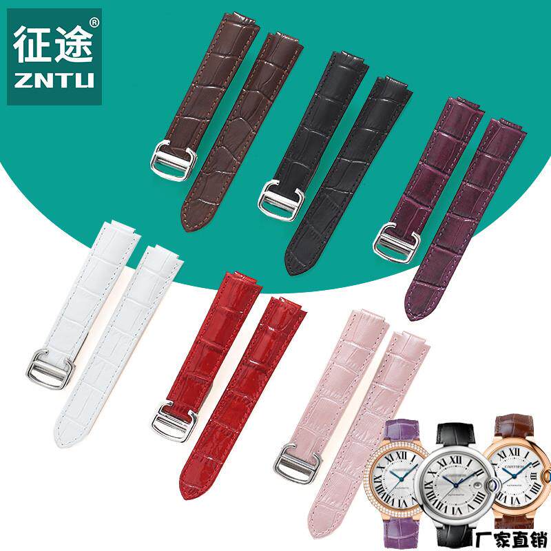 适配品质适配卡地亚蓝气球真皮表带配件表链大号cartier凹凸口男