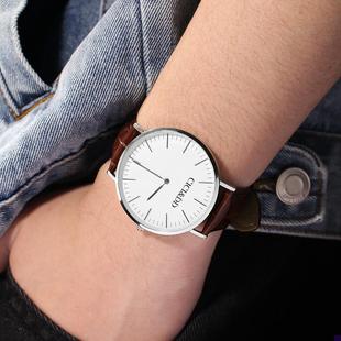 适配CICI&DD男士l石英手表时尚潮流腕表礼盒白壳白面黑带5593G