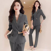 女春秋气质女神范职场正装 套装 酒店经理珠宝店工作服 西装 长款